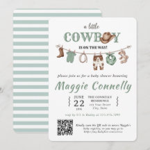 Invitación de Baby Green Little Cowboy en camino
