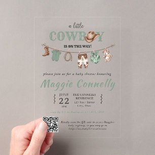 Invitación de Baby Green Little Cowboy is on the W