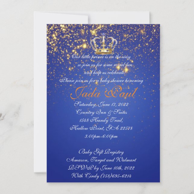 Invitación de Baby Prince (Anverso)