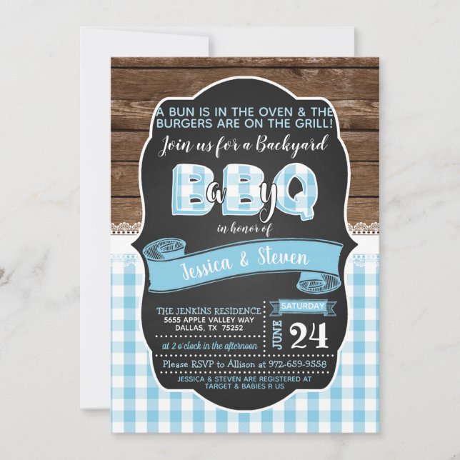 Invitación de Baby Q Baby Shower para el niño - Az (Anverso)