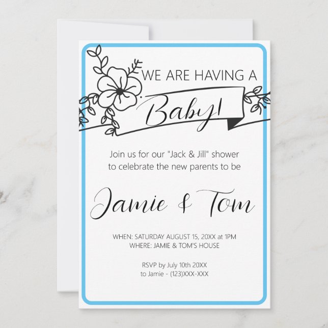 Invitación de Baby Shower (Anverso)