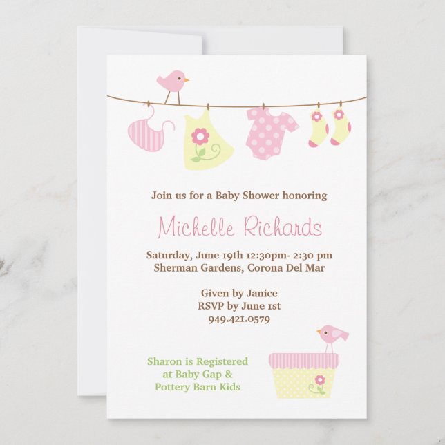 Invitación de Baby Shower (Anverso)