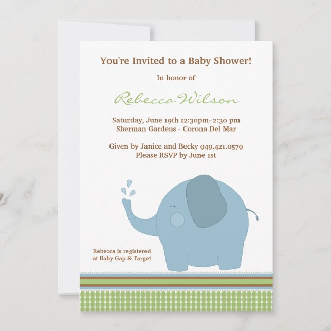 Invitación de Baby Shower (Anverso)