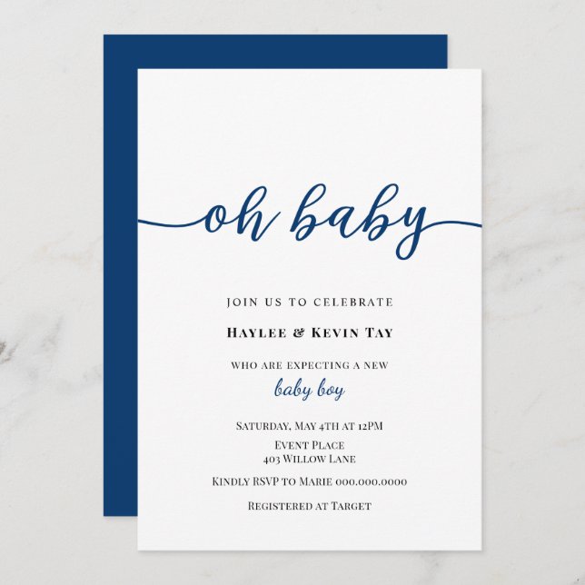 Invitación de Baby Shower (Anverso / Reverso)