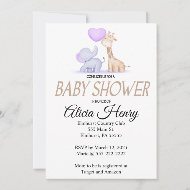 invitación de Baby Shower (Anverso)