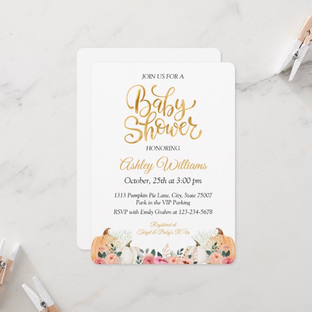 Invitación de Baby Shower (Anverso/Reverso In Situ)