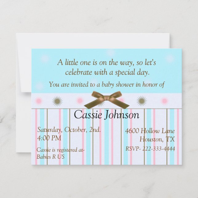 Invitación de Baby Shower (Anverso)