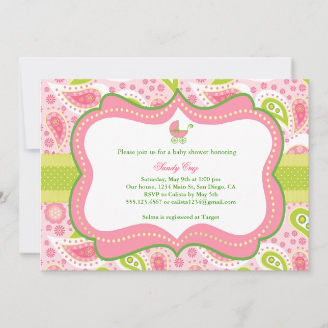 Invitación de Baby Shower (Anverso)