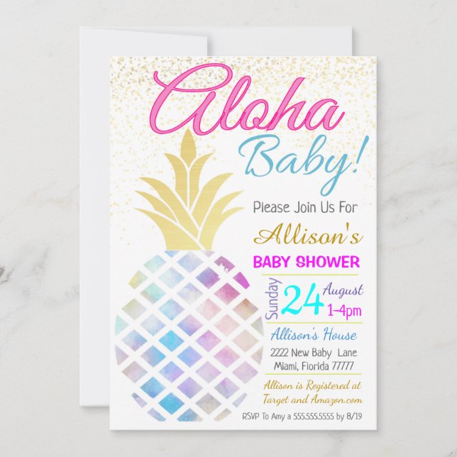 Invitación de Baby Shower (Anverso)