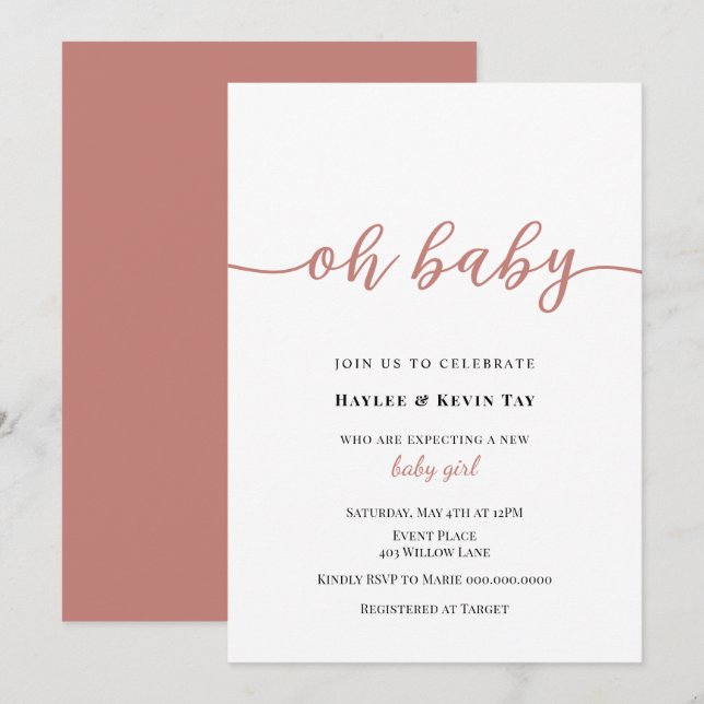 Invitación de Baby Shower (Anverso / Reverso)