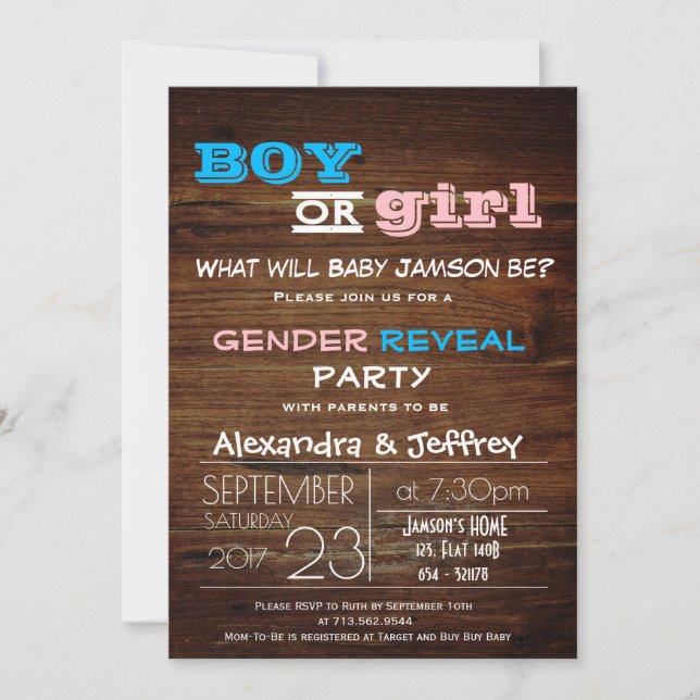 Invitación de Baby Shower (Anverso)