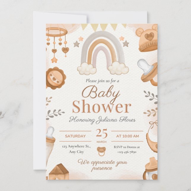 Invitación de Baby Shower (Anverso)