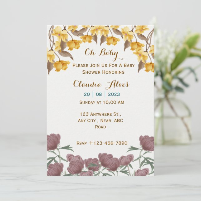 Invitación de Baby Shower (Anverso de pie)