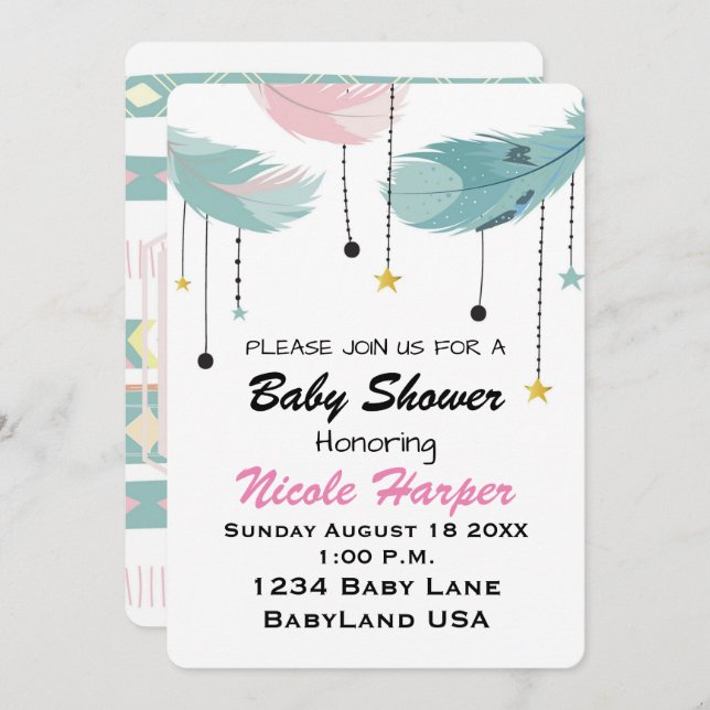 Invitación de Baby Shower (Anverso / Reverso)