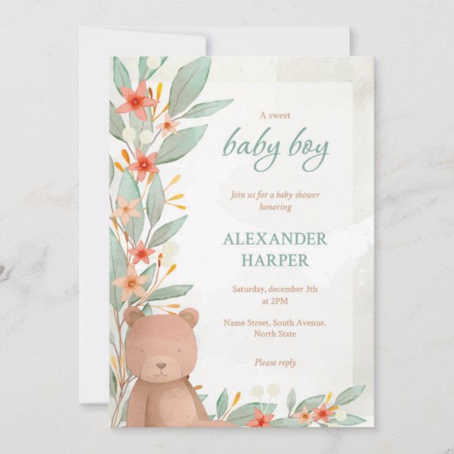 Invitación de Baby Shower (Anverso)