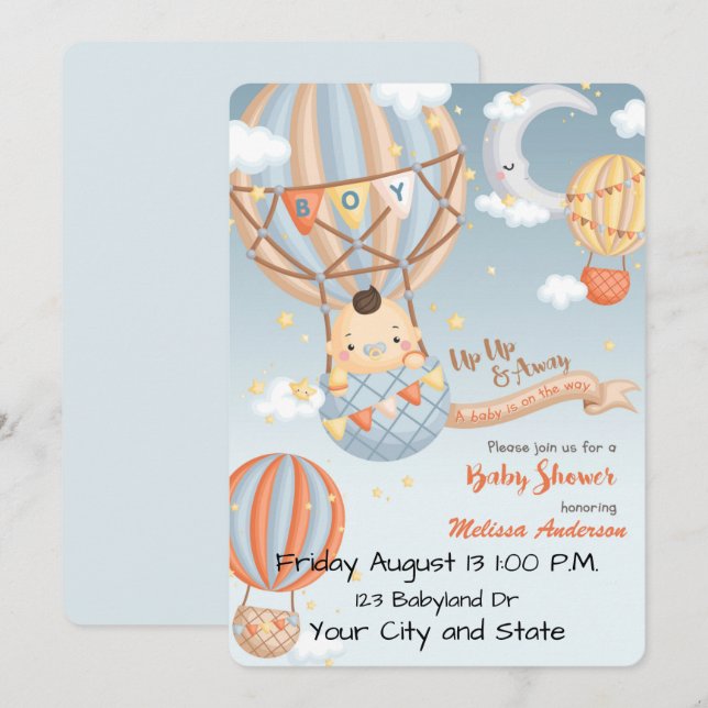 Invitación de Baby Shower (Anverso / Reverso)
