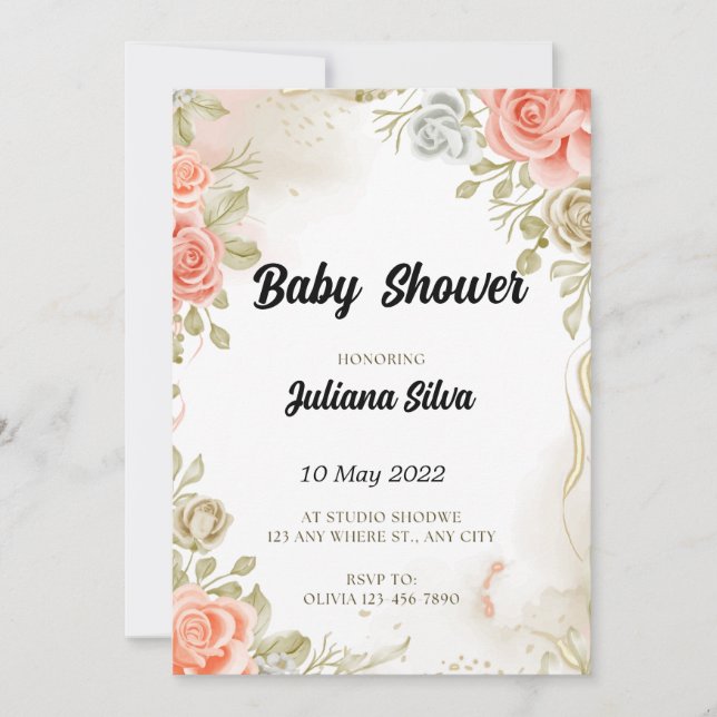 Invitación de Baby Shower (Anverso)