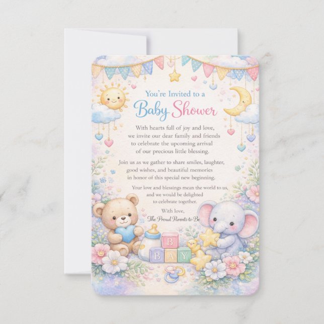 Invitación de Baby Shower  (Anverso)