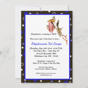 Invitación de Baby Shower 5x7 Baby Boy y Stork