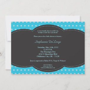 Invitación de Baby Shower 5x7 Boy Blue Polkadot Po
