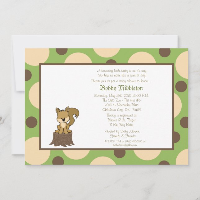 Invitación de Baby Shower 5x7 Green & Brown Squire (Anverso)