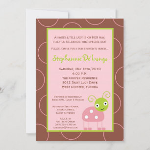 Invitación de Baby Shower 5x7 Spring Pink Lady Bug