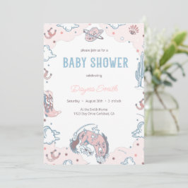 Invitación de Baby Shower a С chica rosada