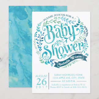 Invitación de Baby Shower a acuarela