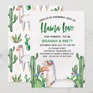 Invitación de Baby Shower a acuarela de Llama