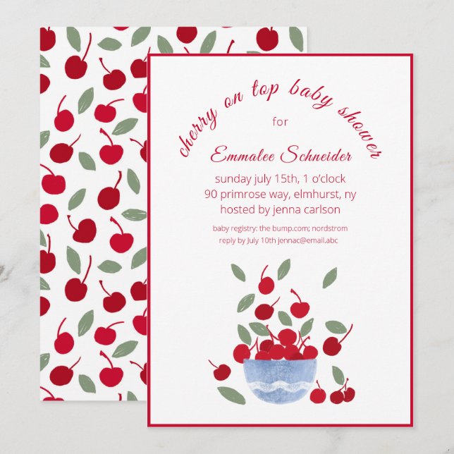 Invitación de Baby Shower a acuarela sobre el tema (Anverso / Reverso)