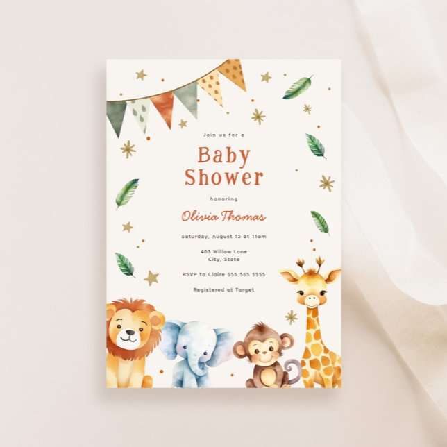 Invitación de Baby Shower a Adorable Jungle Animal (Subido por el creador)