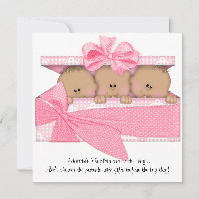 Invitación de Baby Shower a African American Tripl (Anverso)