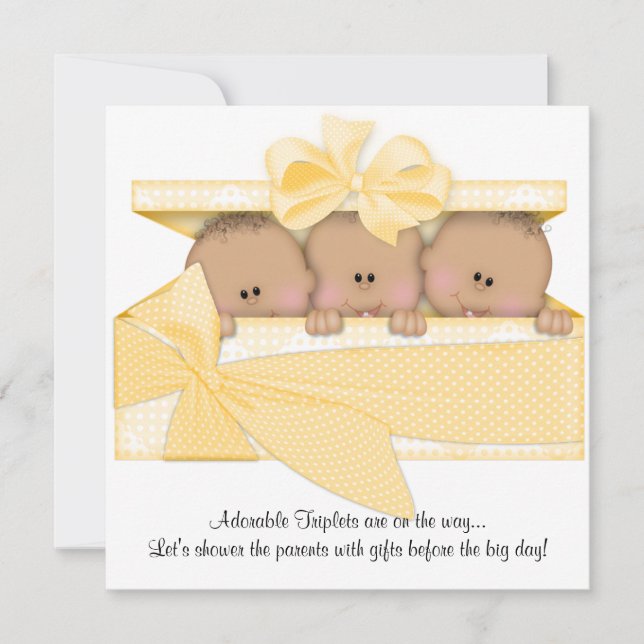 Invitación de Baby Shower a African American Tripl (Anverso)