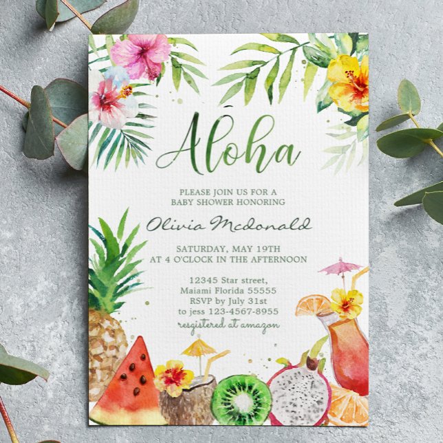 Invitación de Baby Shower a Aloha Tropical Fruits (Subido por el creador)