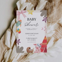Invitación de Baby Shower a animales adorables