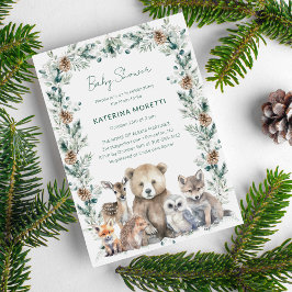 Invitación de Baby Shower a animales de bosque rús