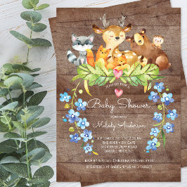 Invitación de Baby Shower a animales de bosque rús