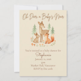Invitación de Baby Shower a animales de bosque rús