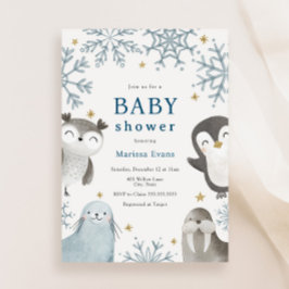 Invitación de Baby Shower a Animales de Invierno A