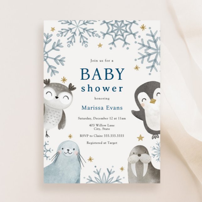 Invitación de Baby Shower a Animales de Invierno A (Subido por el creador)