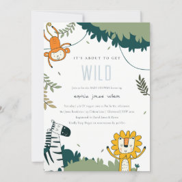 Invitación de Baby Shower a animales de jungla tro