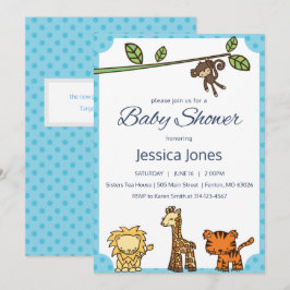 Invitación de Baby Shower a animales de la jungla