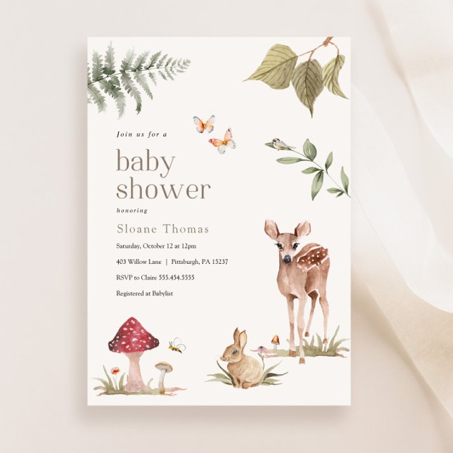 Invitación de Baby Shower a animales forestales en (Subido por el creador)
