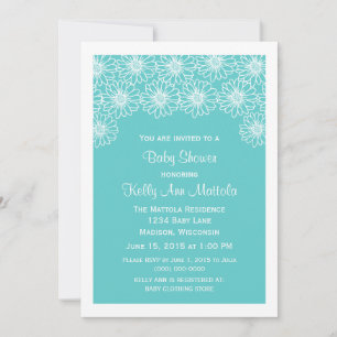 Invitación de Baby Shower a Aqua Whimsical Daisies