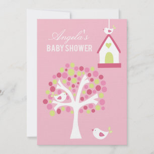 Invitación de Baby Shower a Aves Blancas y Árboles