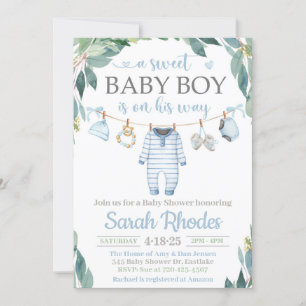 Invitación de Baby Shower a Baby Boy Clothes