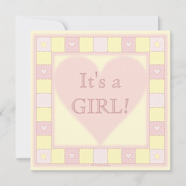 Invitación de Baby Shower a Baby Girl Patchwork Qu (Anverso)