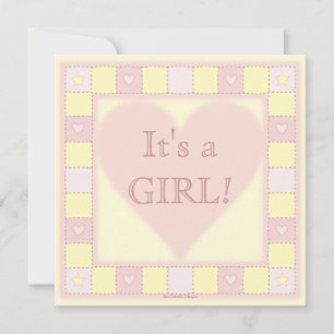 Invitación de Baby Shower a Baby Girl Patchwork Qu
