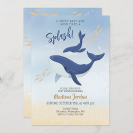 Invitación de Baby Shower a ballenas bajo el mar