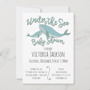 Invitación de Baby Shower a ballenas bajo el mar